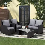 MeXo Gartenm&ouml;bel Set Lounge Set Polyrattan Lounges 4-teile f&uuml;r 3-4 Personen Garten