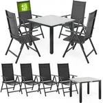 CASARIA&reg; Gartenm&ouml;bel Set 4 St&uuml;hle mit Tisch 90x90cm Aluminium Sicherheitsglas