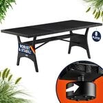 CASARIA&reg; Polyrattan Gartentisch Schwarz 190x90x74cm mit Ablage WPC-Tischplatte