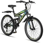 Licorne Bike Strong V Premium Mountainbike,Farbe:Schwarz/Blau/Lime;Zoll:24 -...