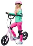 HOMCOM Kinderroller mit Hinterbremse 12 Zoll Scooter Tretroller EVA Rosa - Rosa