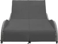 vidaXL Doppel-Sonnenliege mit Auflage Poly Rattan Anthrazit