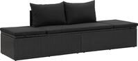 vidaXL Sonnenliege mit Auflage Poly Rattan Schwarz