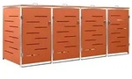 vidaXL M&uuml;lltonnenbox f&uuml;r 4 Tonnen 276,5x77,5x115 cm Edelstahl - Orange
