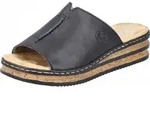 Rieker Damen Pantoletten Clogs Keilabsatz 629M9-00, Gr&ouml;&szlig;e:39 EU, Farbe:Schwarz -
