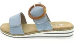 Rieker V0692-10 Damenpantolette, Blau, Kunstleder, Keilpantolette, Anti Stress -