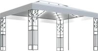 vidaXL Pavillon mit Doppeldach & LED-Lichterkette 3x4 m Wei&szlig;