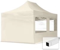 TOOLPORT 3x4,5m Stahl Faltpavillon, inkl. 4 Seitenteile, creme