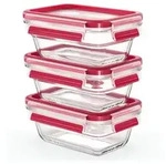 EMSA CLIP & CLOSE GLAS, Set, Rechteckig, Blau, Transparent, Glas, 420 &deg;C, -40 - 420
