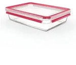 Emsa Clip & Close Glass Food Container &ndash; 3 L &ndash; Red - Transparent