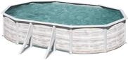 GRE Ovaler Stahlwandpool mit Nordicoptik KIT610N &ndash; 610 x 375 x 120 cm,...