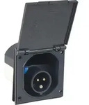 as-Schwabe Camping CEE-Caravan Einspeisungsstecker 3-polig mit Klappdeckel IP44 Grau