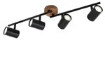Deckenspot retro vintage dreh- & schwenkbar 4x GU10 Schwarz Holzbasis Briloner -