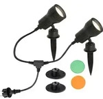LED Au&szlig;enstrahler Erdspie&szlig; dimmbar Farbfilter 2xGU10 IP44 3W schwarz Briloner -
