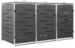 vidaXL M&uuml;lltonnenbox f&uuml;r 3 Tonnen 207x77,5x115 cm Edelstahl - Grau