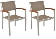 Merxx Gartensessel Naxos, stapelbar, 2er Set, silber/grau - Aluminium/Textil/Akazie