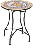 Outsunny Gartentisch Mosaiktisch rund Bistrotisch Beistelltisch Rot &Oslash;60 cm -