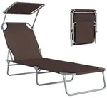 Sunny Lounger mit Sonnenschirm klappbar braun 187 x 58 x 27cm - Braun