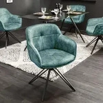 riess-ambiente Drehbarer Design Stuhl EUPHORIA petrol Samt im Retrostil mit