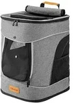 CADOCA&reg; Haustierrucksack bis 12 kg verstellbare Gurte faltbar Kurzleine...