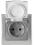 DELPHI Schutzkontakt-Steckdose IP44 250V/ 16A inkl. Rahmen UP silber - Silber