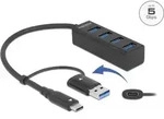 DeLOCK 4 Port USB 5 Gbps Hub mit USB Type-C oder USB Typ-A Anschluss, USB 3.2 Gen 1