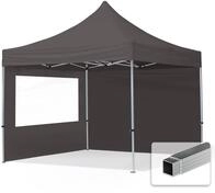 TOOLPORT 3x3m Aluminium Faltpavillon, inkl. 2 Seitenteile, dunkelgrau