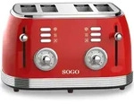 SOGO #####4-Scheiben-Toaster Spia luminosa Funzione toast Rosso - Rot