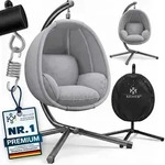 KESSER&reg; Luxe H&auml;ngesessel mit Gestell + weicher Sitzkissen, Seitenpolsterung,...