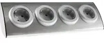 4-fach Steckdosenblock Edelstahl 90&deg; f&uuml;r Eck- & Aufbaumontage - Silber