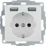 Berker Steckdose SCHUKO/USB A-A, S.1, wei&szlig; gl&auml;nzend, Type F + 2 x USB A, Wei&szlig;,