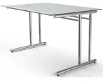 kerkmann Schreibtisch ARTLINE (B)1.200 mm mit Glasplatte Speditionsversand - Silber
