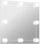 vidaXL Wandspiegel mit LED-Beleuchtung Quadratisch Glas - Silber