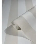 WALLCOVER Tapete Beige Vliestapete Streifen Streifentapete Landhaus Wei&szlig; Linien -