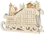 HOMCOM Adventskalender Weihnachtsdekoration 24 Schubladen LED Schlitten - Beige