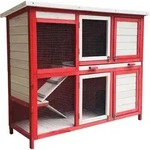 Wiltec Kaninchenstall rot wei&szlig; 1175 x 410 x 1000 mm, Hasenstall als Erg&auml;nzung...