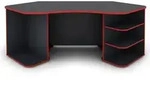 byLIVING Schreibtisch Thanatos, 198x85 cm, Melamin anthrazit, Kanten rot - Grau/Rot