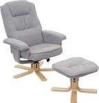 Relaxsessel H56, Fernsehsessel TV-Sessel mit Hocker, Stoff/Textil, MVG- hellgrau