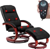 Relaxsessel mit Hocker und Massagefunktion Kunstleder, schwarz