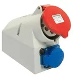 as-Schwabe CEE-Wand-Kombi-Dose 400V 32A 5-polig Klappdeckel Schuko IP44