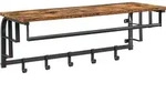 VASAGLE Wandregal mit 5 Haken, Kleiderst&auml;nder, L&auml;nge 80 cm, Braun -...