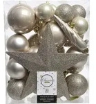 Kaemingk Weihnachtskugeln bruchfest, langlebig, perle 33 Kugeln + Stern - Beige
