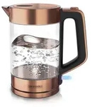 Arendo Wasserkocher 1,7 l, 2200 W, Edelstahl & Glas, Cool-Touch-Griff,