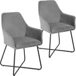 SVITA JOSIE Dining 2er Set Esszimmerstuhl Sessel Polsterstuhl Stoff grau -...