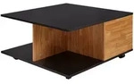 WOHNLING Design Couchtisch 70x70 cm Anthrazit / Sandeiche Wohnzimmertisch mit 2