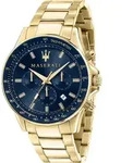 Maserati R8873640008 Sfida Chronograph Herrenuhr 44mm 10ATM - Goldfarben/Blau Maserati R8873640008 Sfida Chronograph Herrenuhr 44mm 10ATM - Goldfarben/Blau