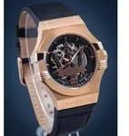 Maserati Potenza Herrenuhr - Automatikmechanismus mit Ros&eacute;gold-Coating - Schwarz