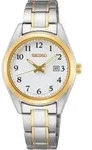Seiko SUR466P1 Damen-Armbanduhr, Edelstahl-Geh&auml;use, Metall-Armband - Wei&szlig;