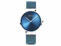 BERING Damen-Armbanduhr Analog Quarz Edelstahl blau 14531-308