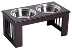 PawHut Erh&ouml;hter Hundenapf Haustier Futternapf Edelstahl MDF Kaffee - Braun